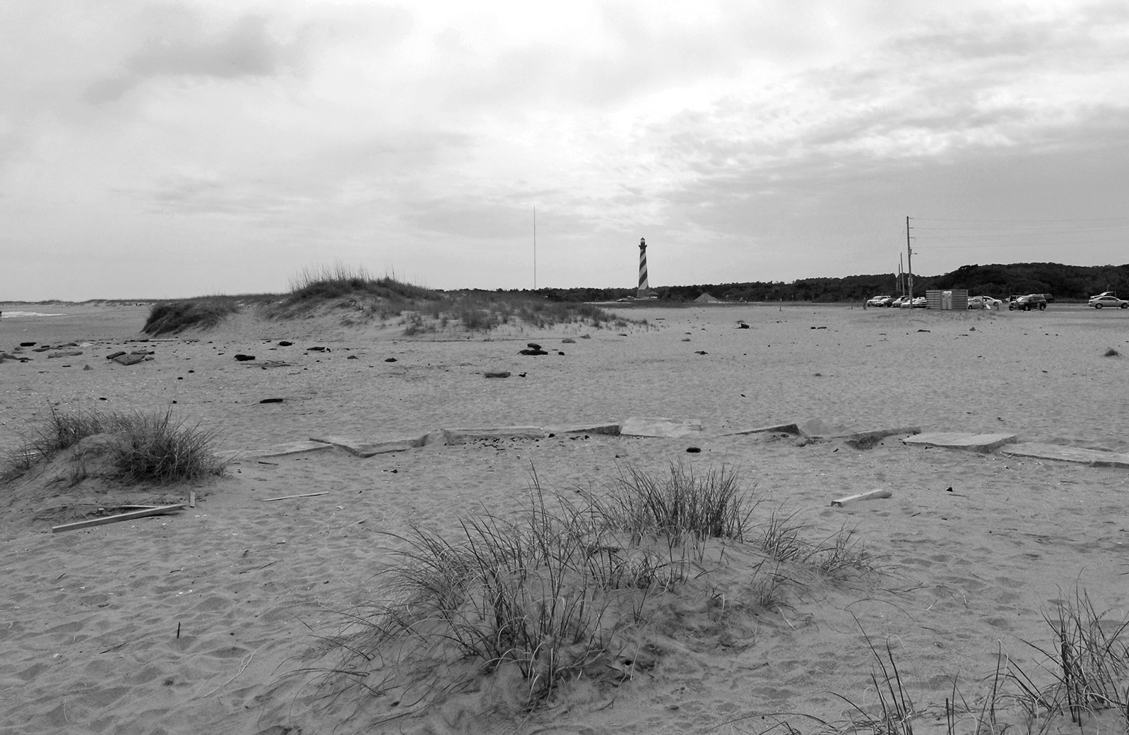 HATTERAS ISLAND LIGHTHOUSE NEW LOCATION SHOT FROM FOUNDATION OF OLD LOCATION  NC